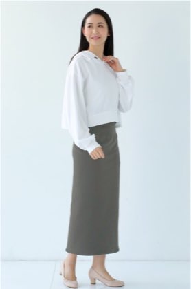 ピント肋骨巻きスカート／グレージュ／M 商品写真